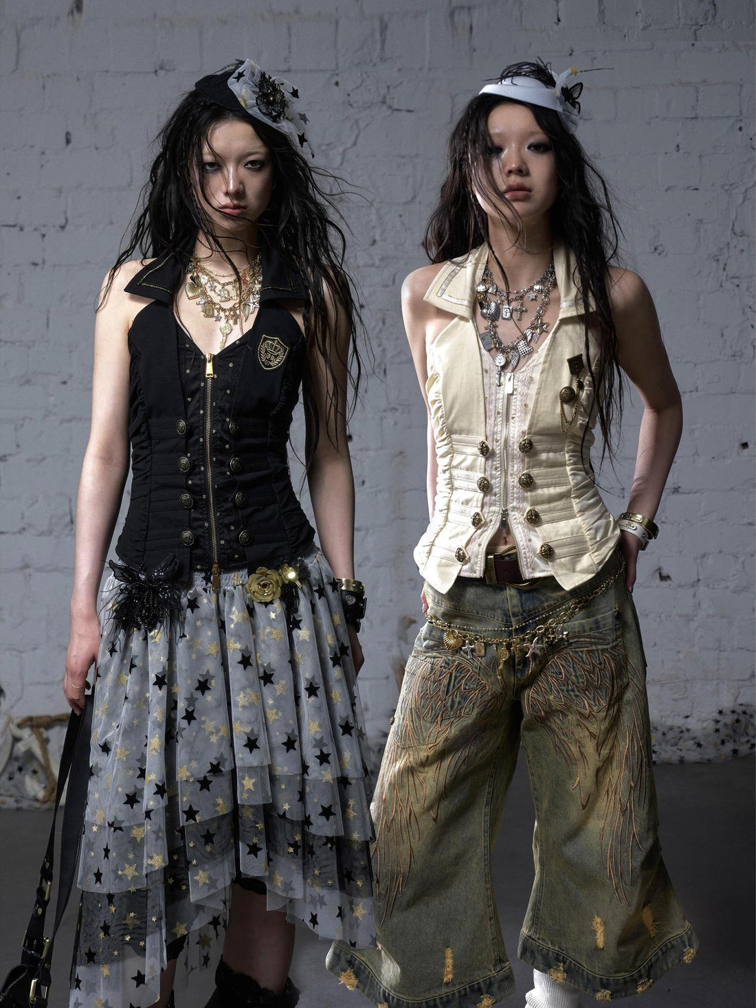 NO ROMANCE Vintage Punk Corset V-Neck Layered Vest Waistcoat Top