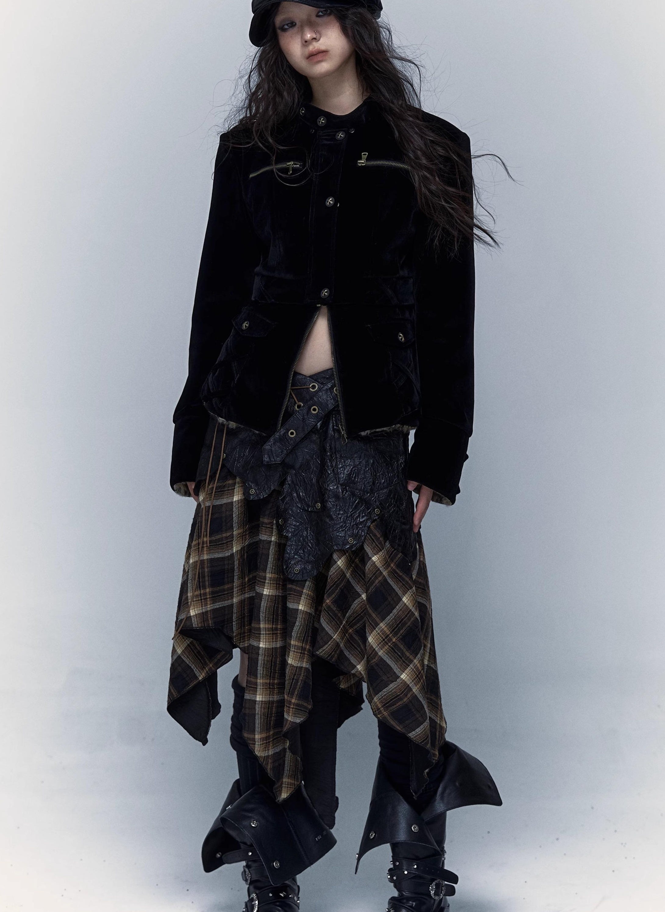 Vintage Punk Detachable Short Jacket with Leopard Fur Coat