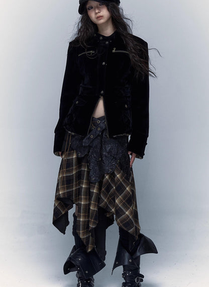 Vintage Punk Detachable Short Jacket with Leopard Fur Coat