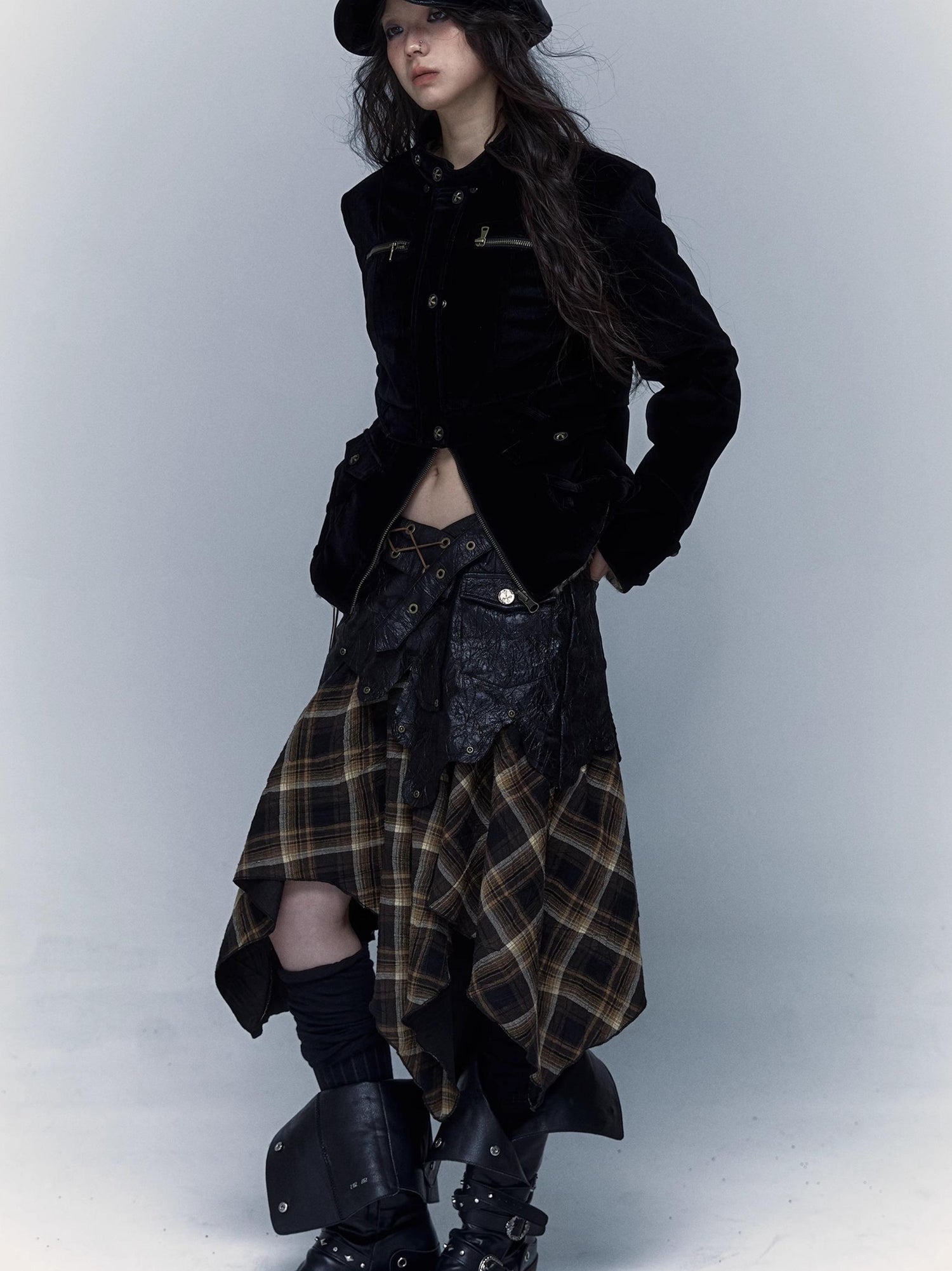 Vintage Punk Detachable Short Jacket with Leopard Fur Coat