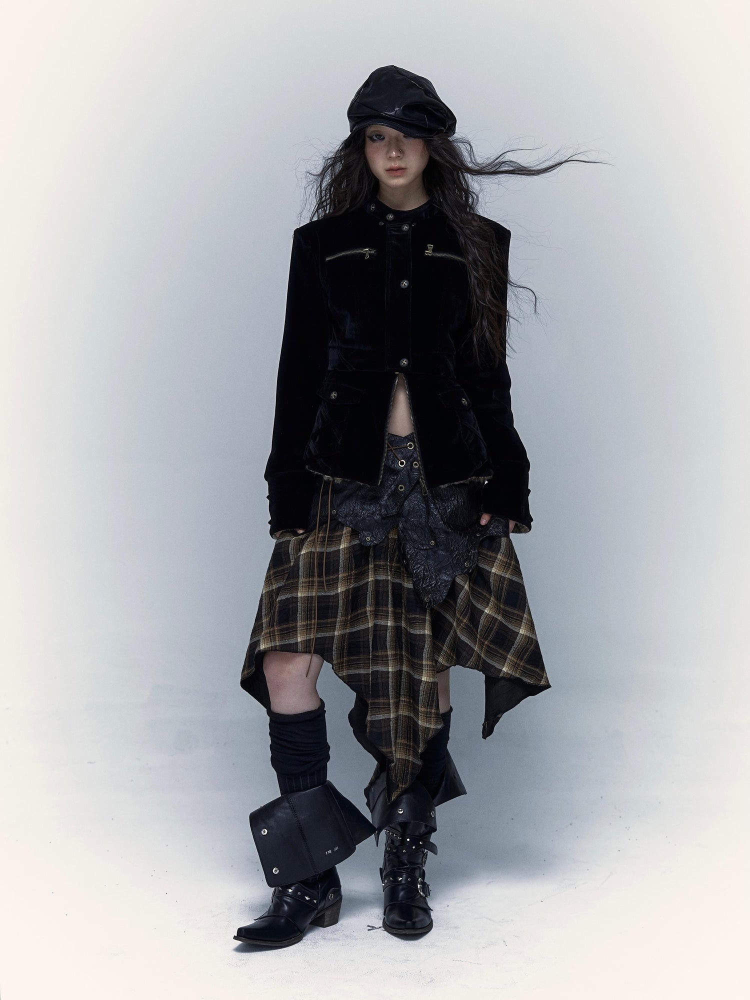 Vintage Punk Detachable Short Jacket with Leopard Fur Coat