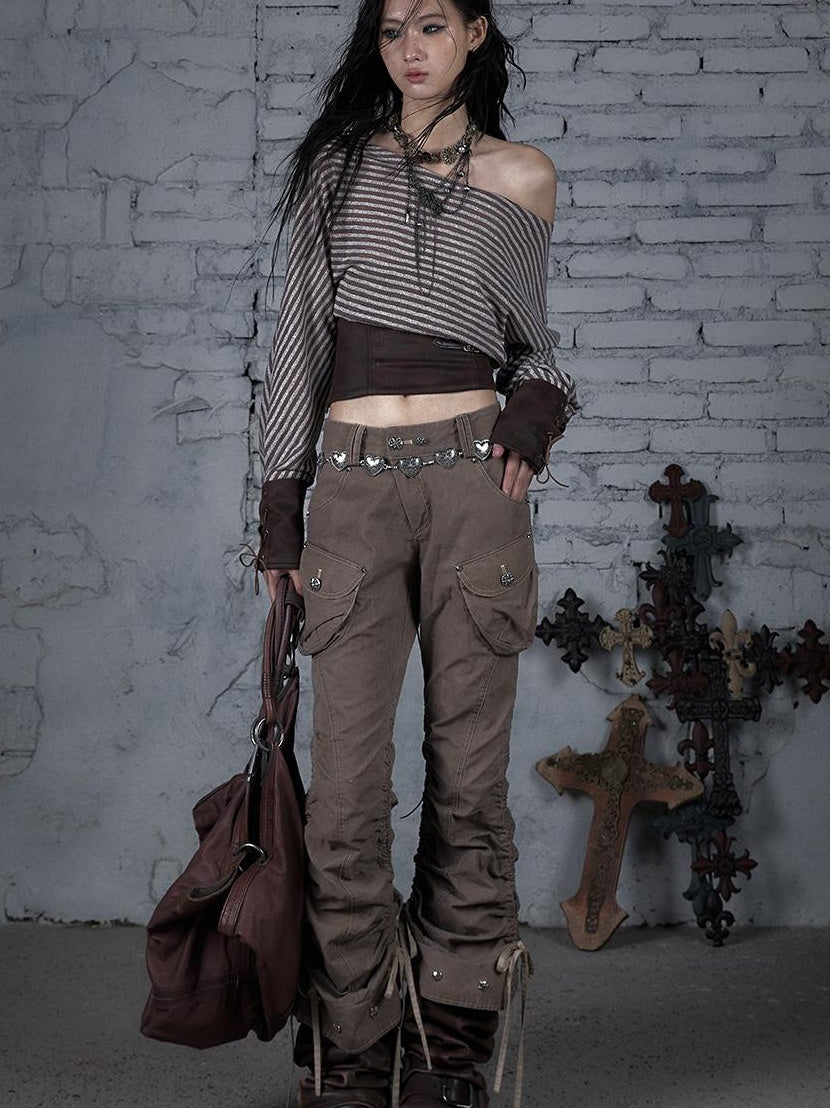 Vintage Punk Distressed Washed Cargo Jogger Pants