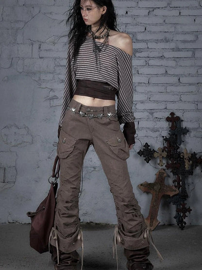 Vintage Punk Distressed Washed Cargo Jogger Pants