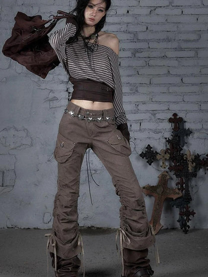 Vintage Punk Distressed Washed Cargo Jogger Pants