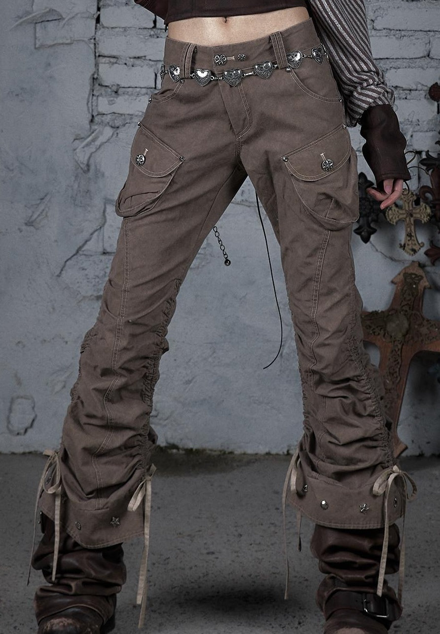 Vintage Punk Distressed Washed Cargo Jogger Pants