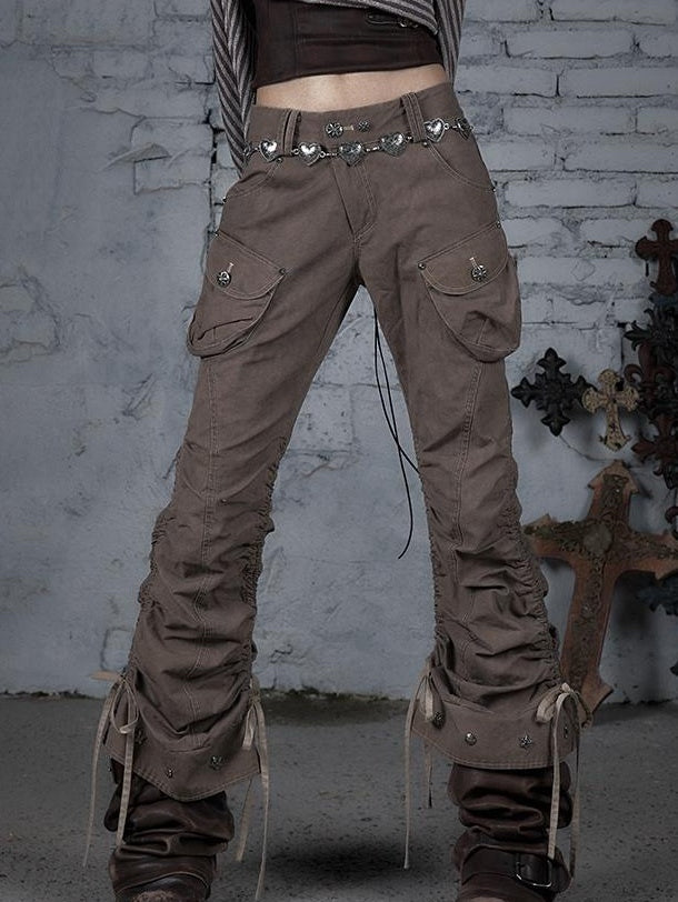Vintage Punk Distressed Washed Cargo Jogger Pants