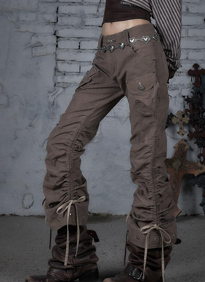 Vintage Punk Distressed Washed Cargo Jogger Pants