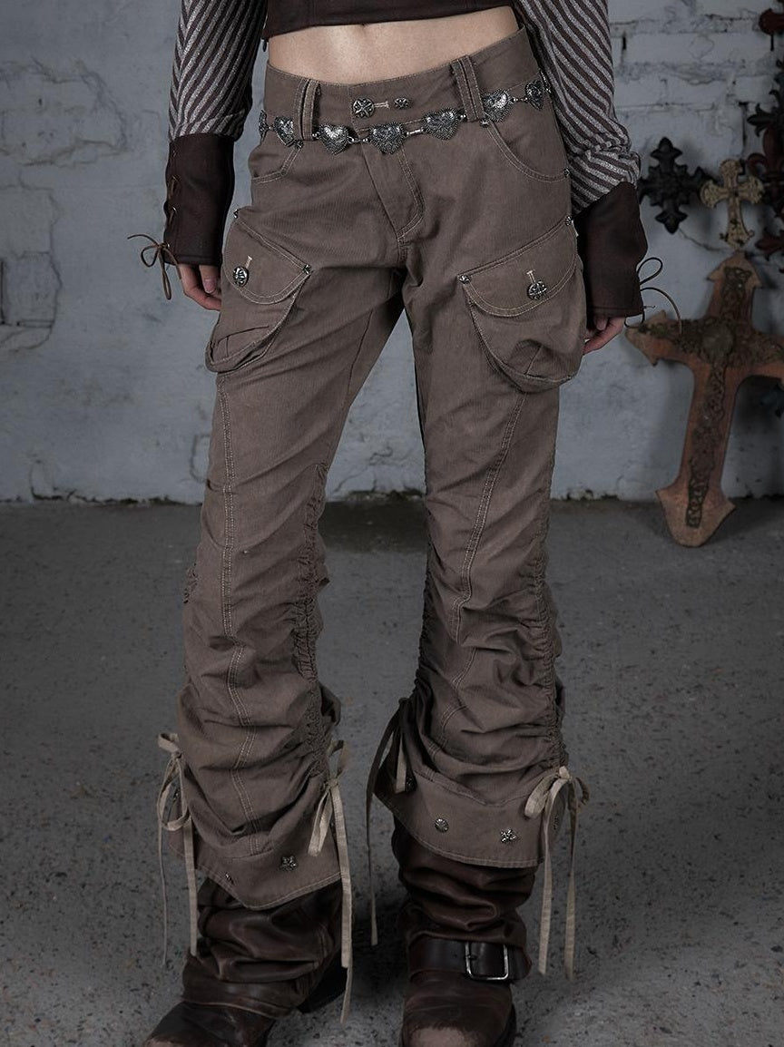 Vintage Punk Distressed Washed Cargo Jogger Pants
