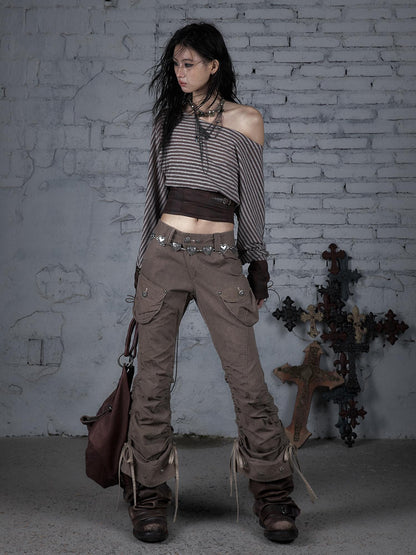 Vintage Punk Distressed Washed Cargo Jogger Pants