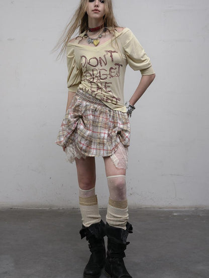 Vintage Punk Gothic Plaid Puffy Skirt