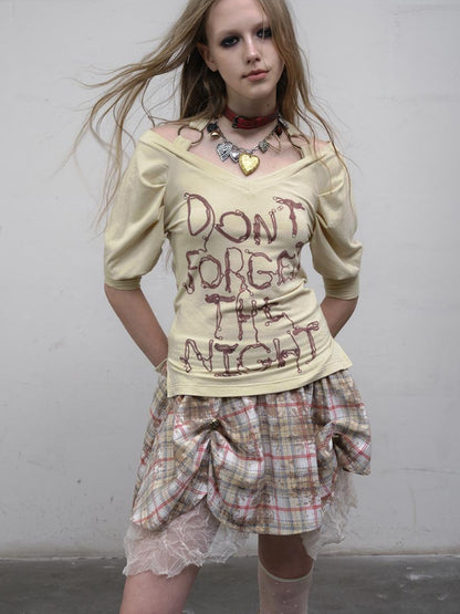 NO ROMANCE Vintage Punk Gothic Plaid Puffy Skirt