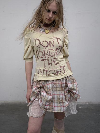 Vintage Punk Gothic Plaid Puffy Skirt