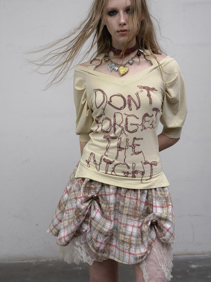 NO ROMANCE Vintage Punk Gothic Plaid Puffy Skirt