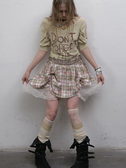 Vintage Punk Gothic Plaid Puffy Skirt