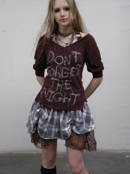 Vintage Punk Gothic Plaid Puffy Skirt