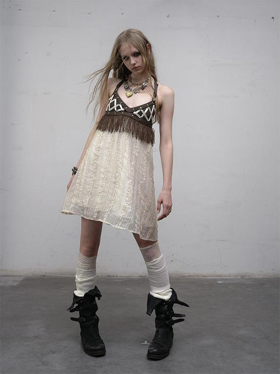 NO ROMANCE Vintage Punk Lace-Up Corset Bustier A-Line Mini Dresses