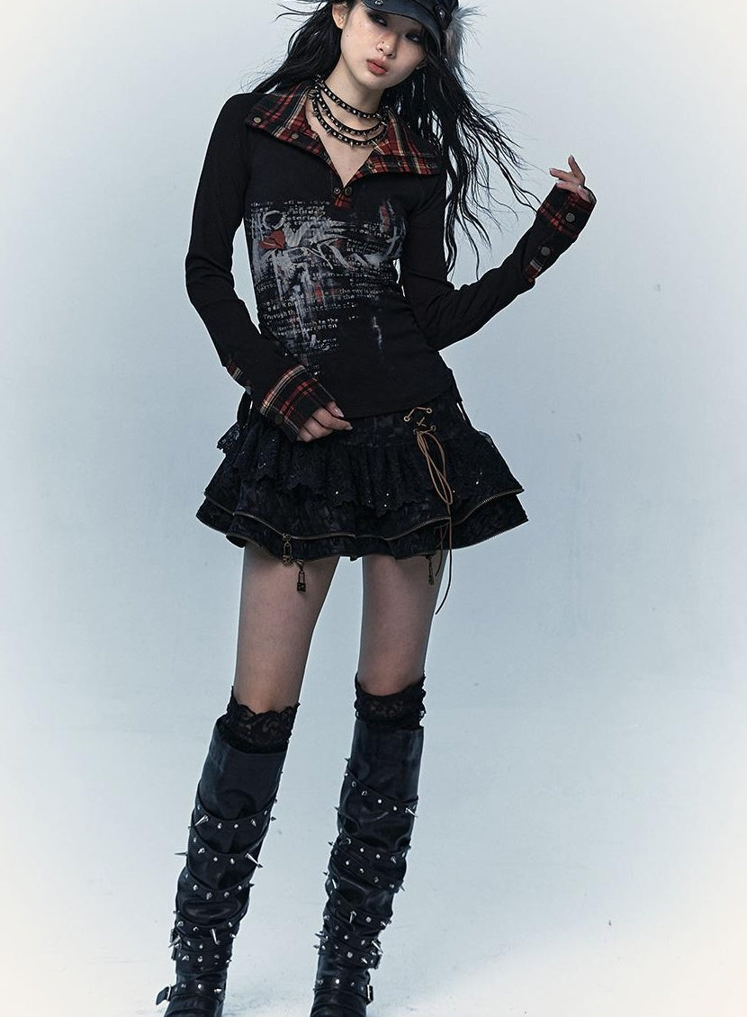 Vintage Punk Lace-Up Suede Mini A-Line Skirt Dresses