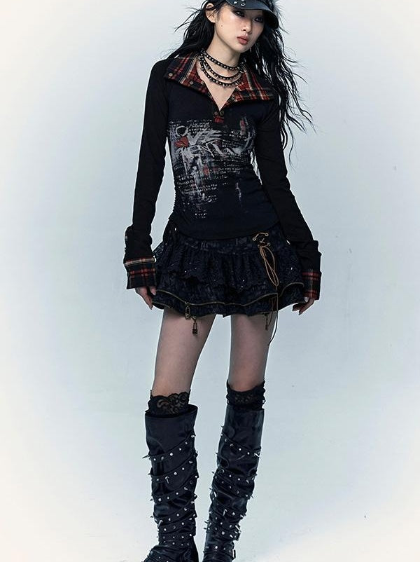 Vintage Punk Lace-Up Suede Mini A-Line Skirt Dresses