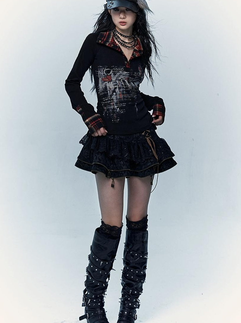 Vintage Punk Lace-Up Suede Mini A-Line Skirt Dresses