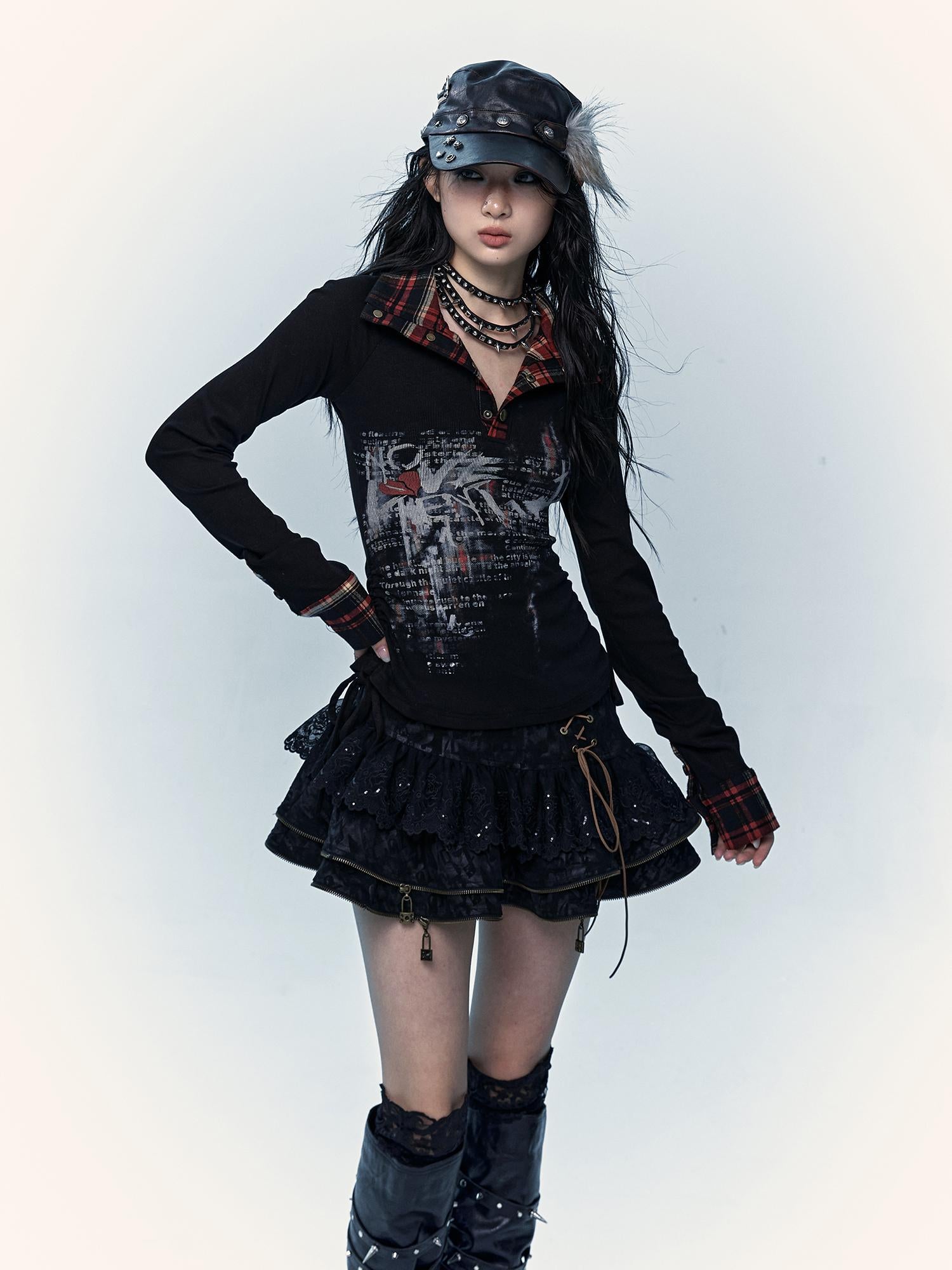 Vintage Punk Lace-Up Suede Mini A-Line Skirt Dresses