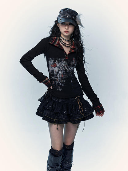 Vintage Punk Lace-Up Suede Mini A-Line Skirt Dresses
