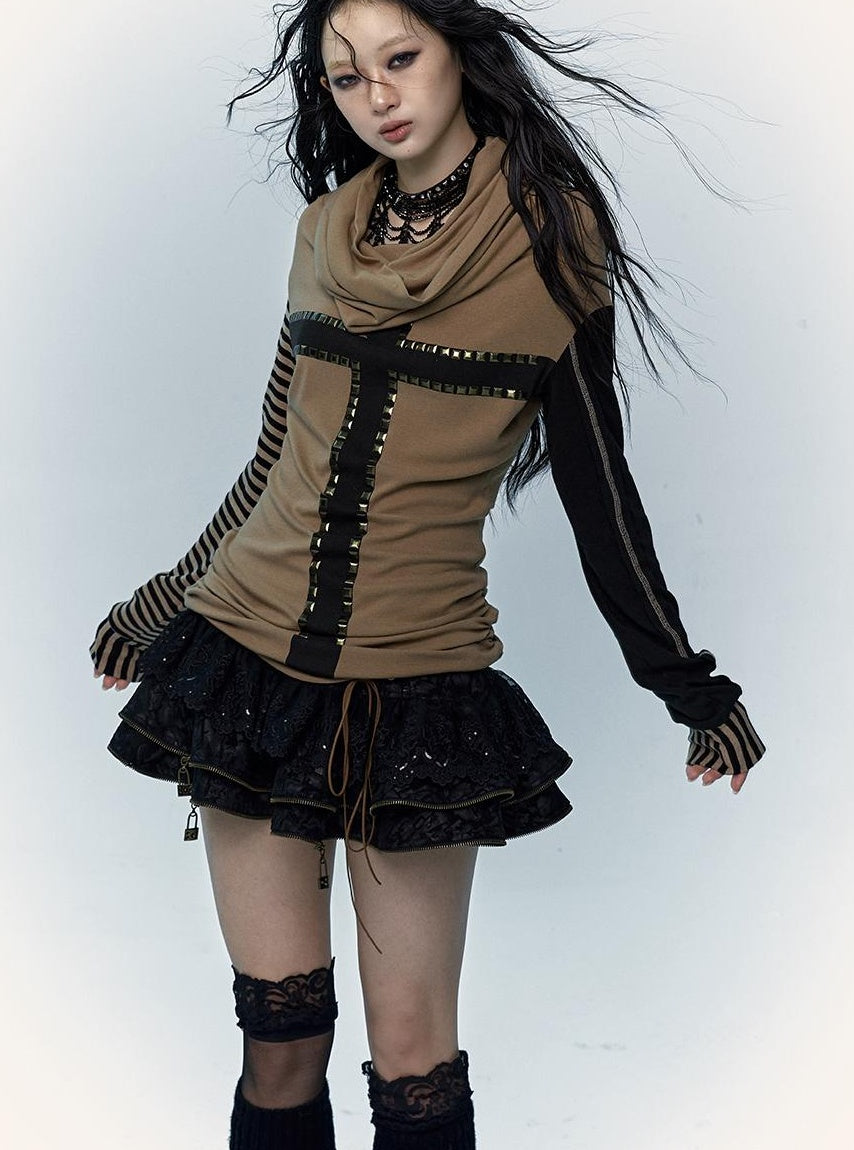 Vintage Punk Lace-Up Suede Mini A-Line Skirt Dresses