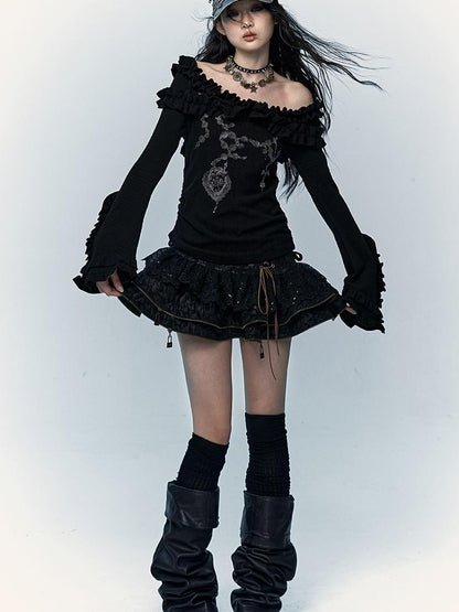 Vintage Punk Lace-Up Suede Mini A-Line Skirt Dresses