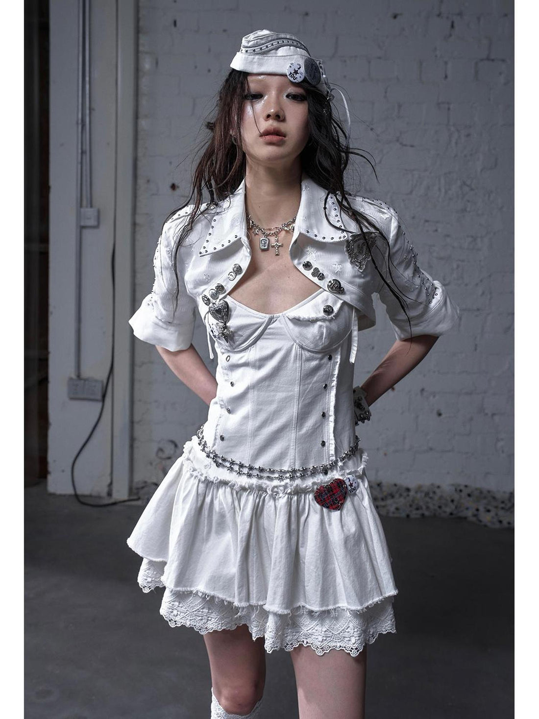 NO ROMANCE Vintage Punk Navy College Sun Protection Short Sleeve Shirt Cardigan