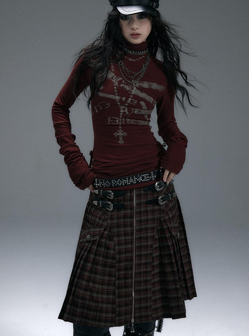 NO ROMANCE Vintage Punk Plaid A-Line Pleated Mini Skirt Dress