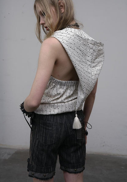 NO ROMANCE禁忌浪漫 Vintage Punk Playful Wizard Hoodie Vest Top
