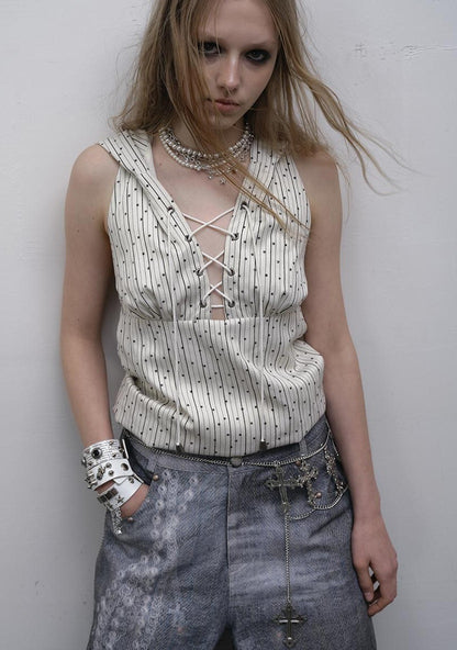NO ROMANCE禁忌浪漫 Vintage Punk Playful Wizard Hoodie Vest Top