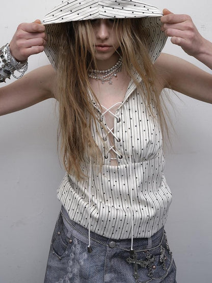 NO ROMANCE禁忌浪漫 Vintage Punk Playful Wizard Hoodie Vest Top
