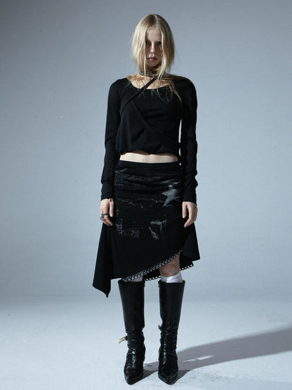 Vintage Punk Print Adjustable Low Waist Skirt