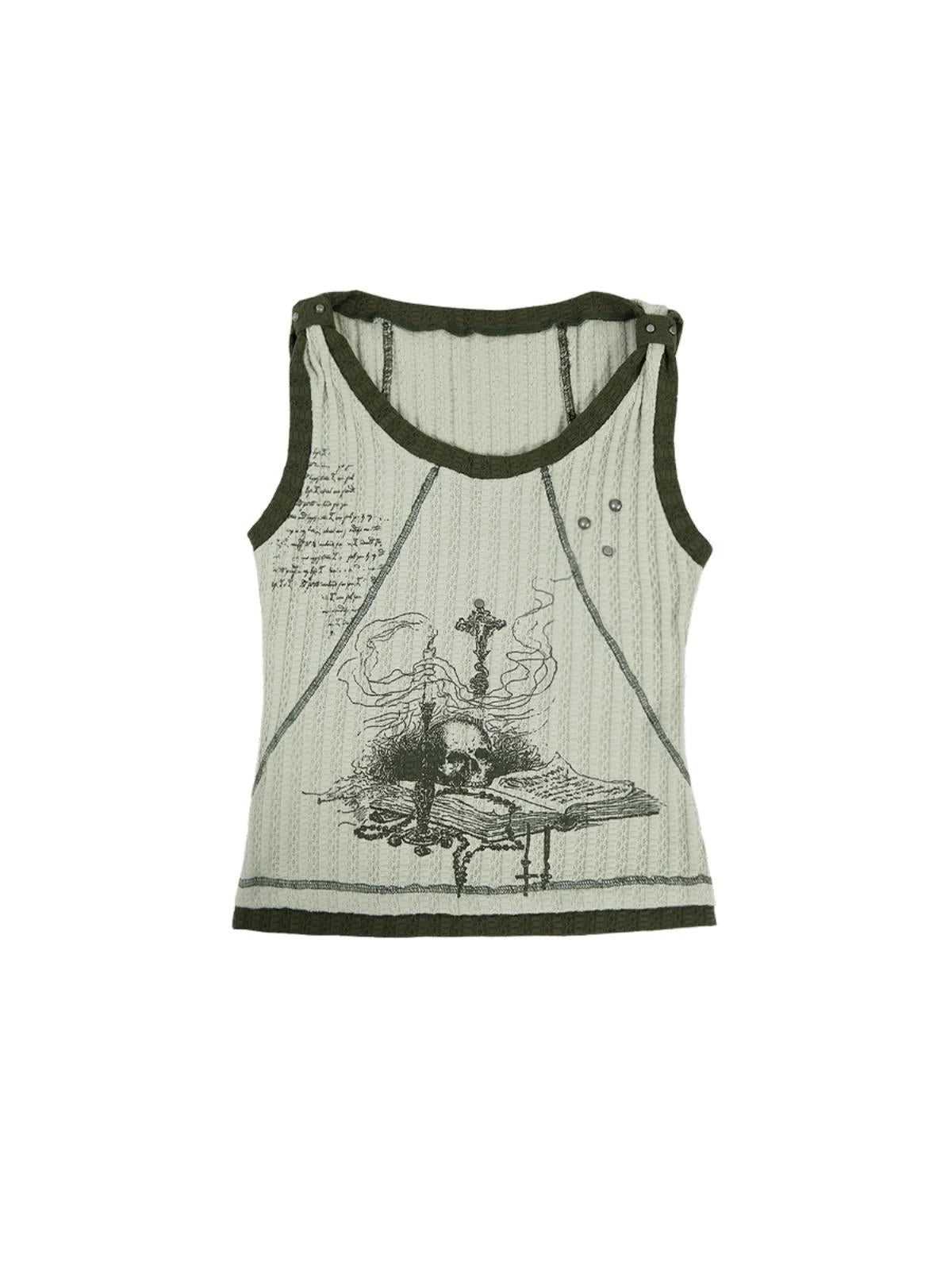 Vintage Punk Print Knit Vest Top
