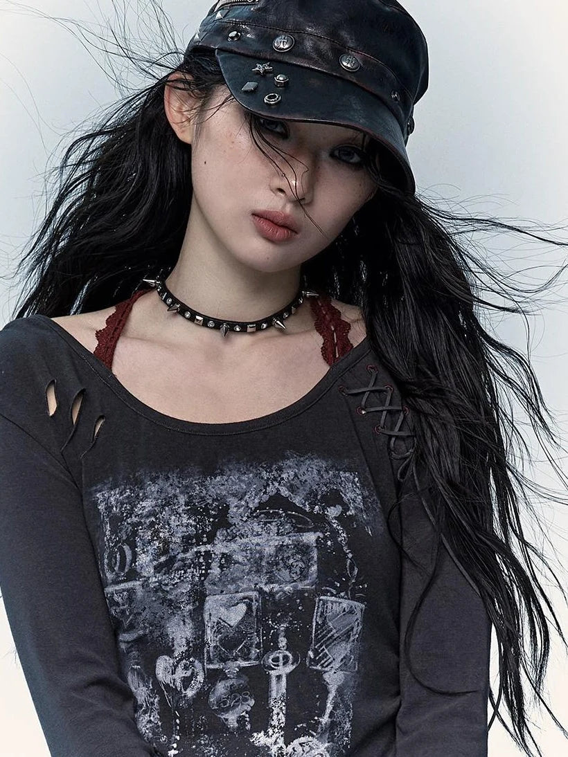 Vintage Punk Rivet Distressed Leather Flat Cap Hats
