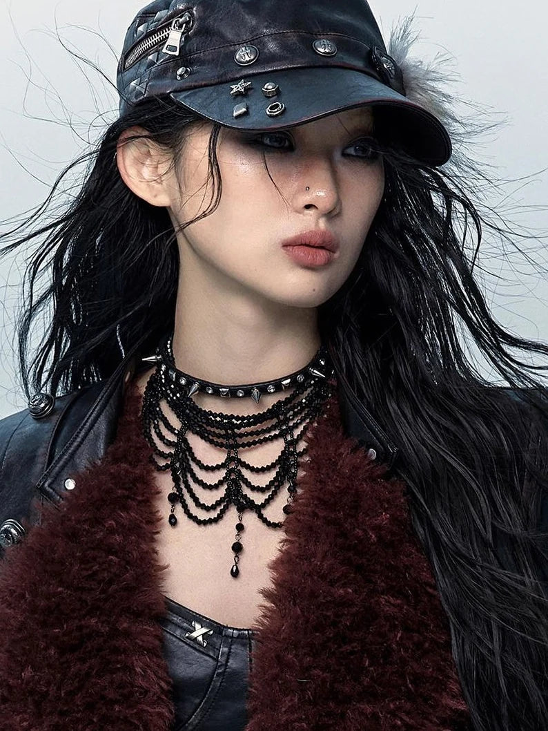 Vintage Punk Rivet Distressed Leather Flat Cap Hats