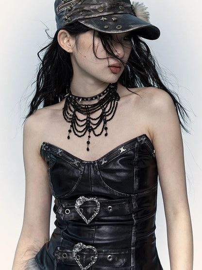 Vintage Punk Rivet Distressed Leather Flat Cap Hats