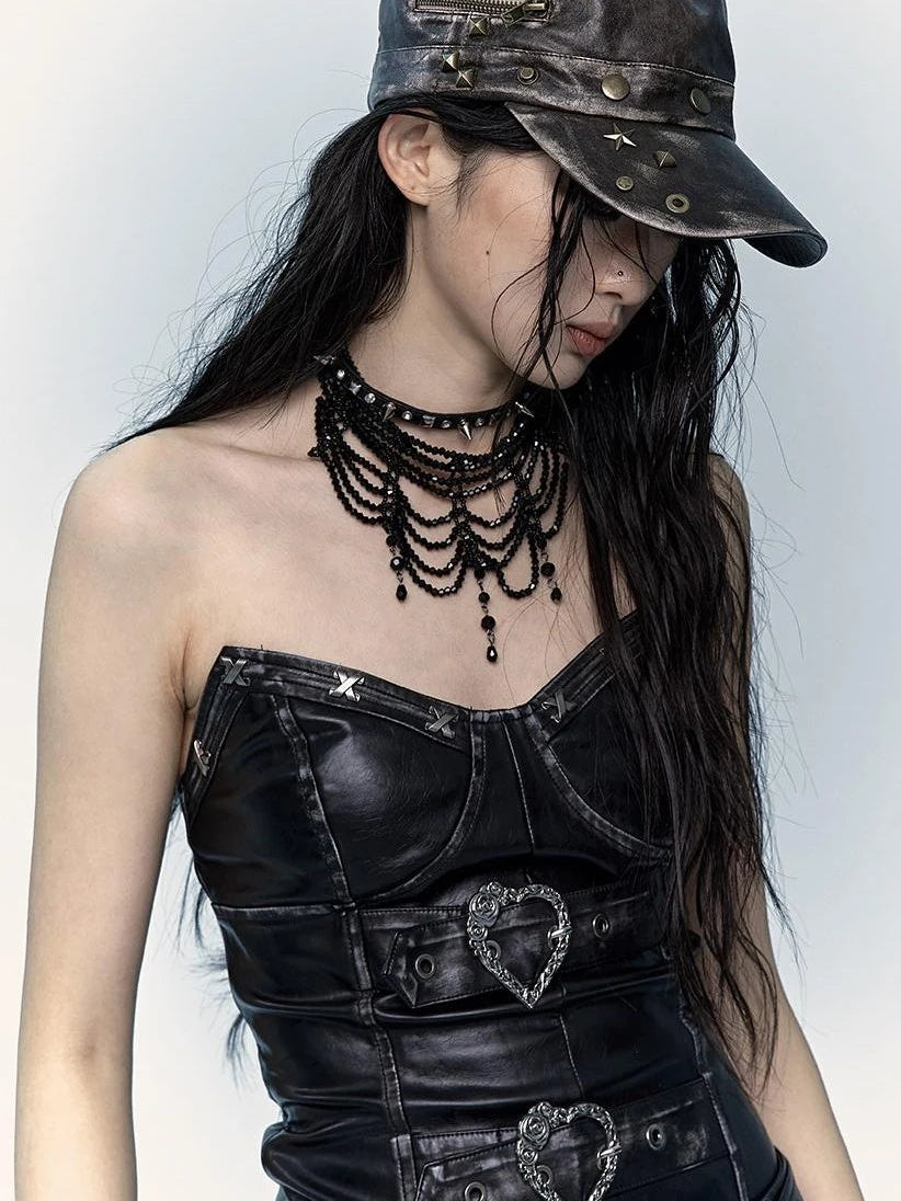 Vintage Punk Rivet Distressed Leather Flat Cap Hats