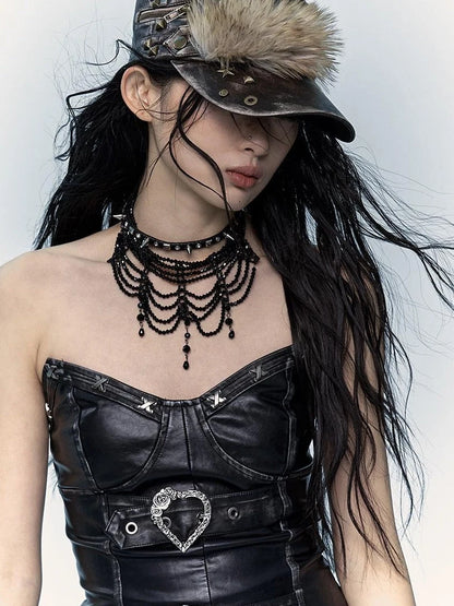 Vintage Punk Rivet Distressed Leather Flat Cap Hats
