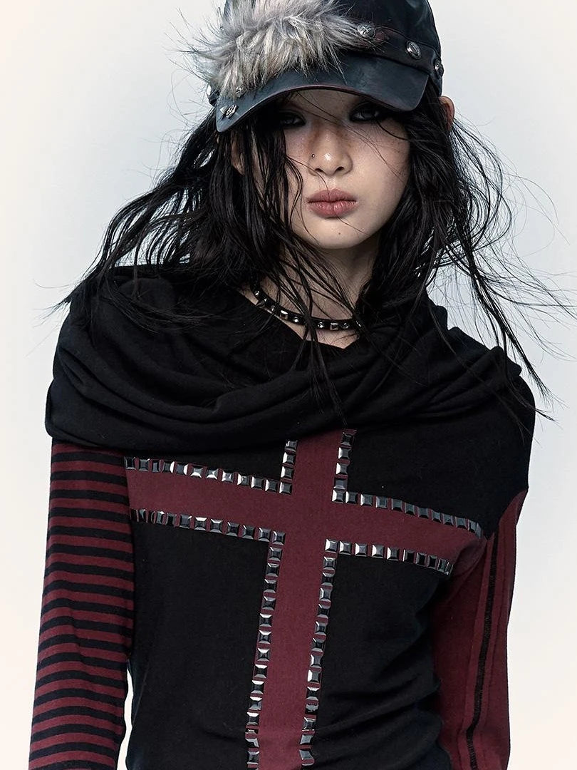 Vintage Punk Rivet Distressed Leather Flat Cap Hats