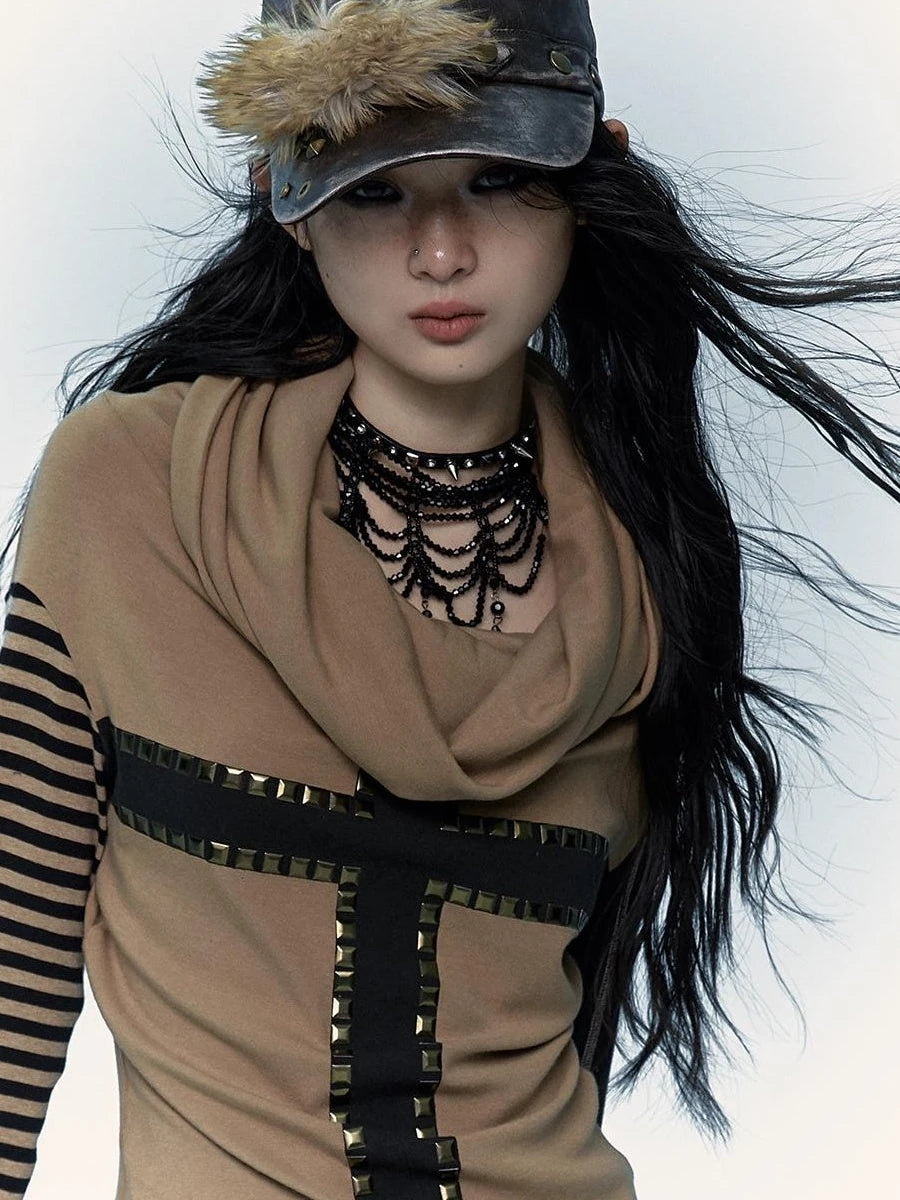 Vintage Punk Rivet Distressed Leather Flat Cap Hats