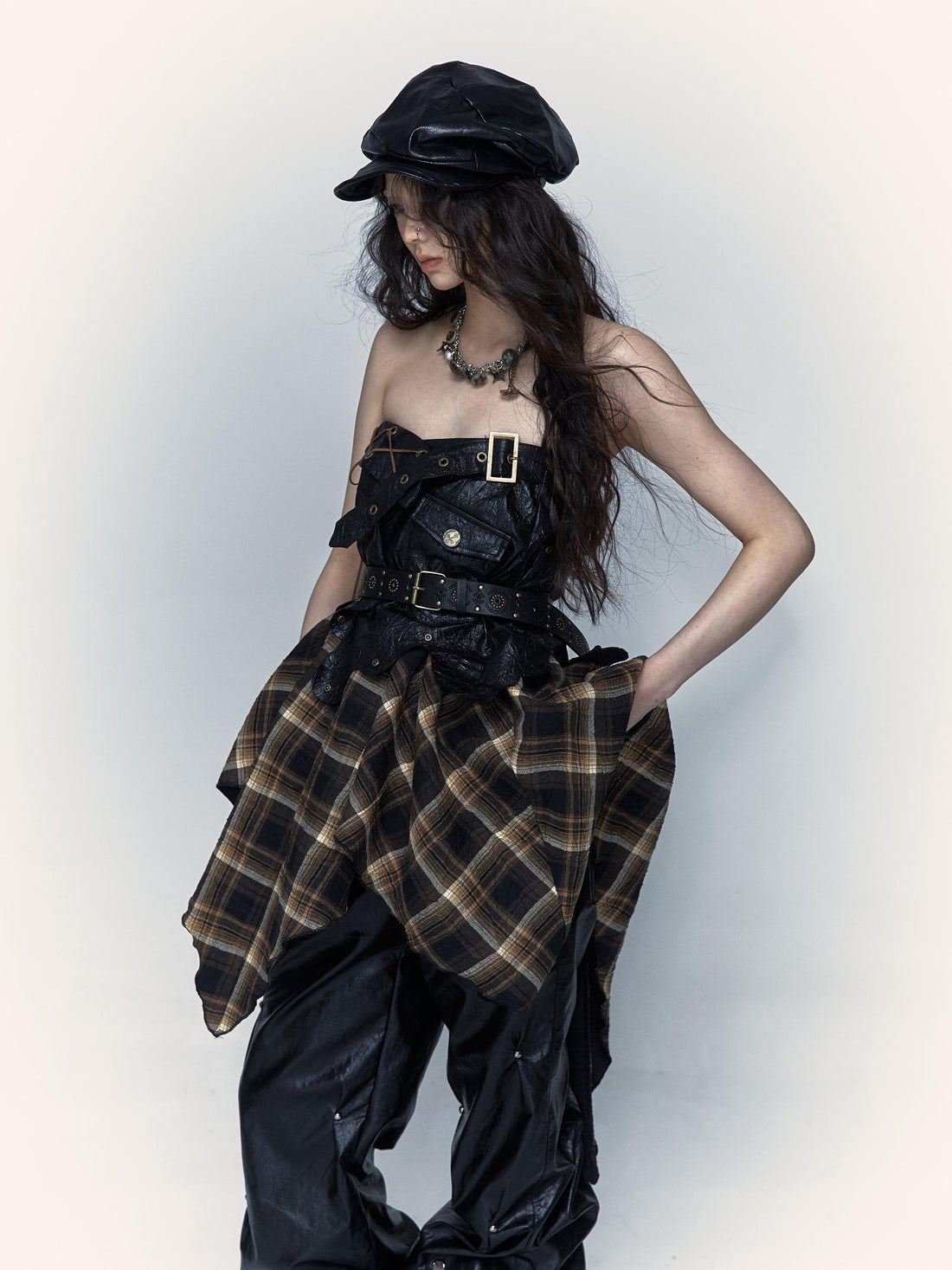 Vintage Punk Rock Cutout Corset Mini Skirt Dresses