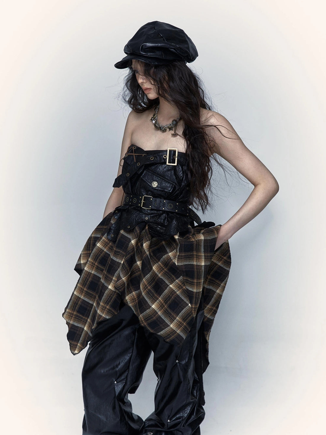 Vintage Punk Rock Cutout Corset Mini Skirt Dresses