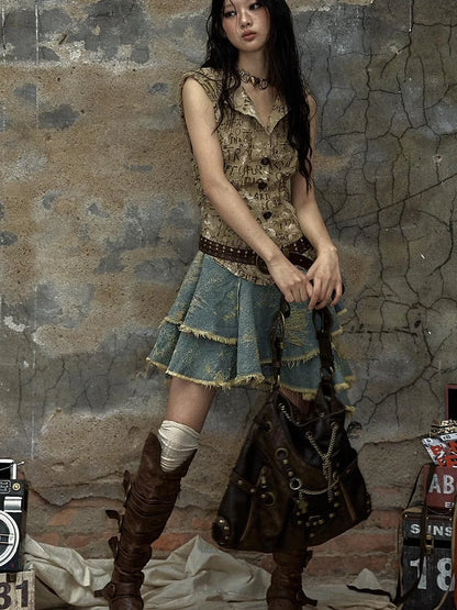 Vintage Punk Shoulder Bag With Chains &amp; Studs For Women