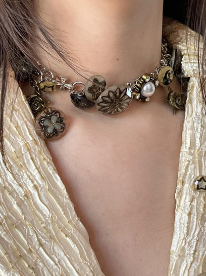 NO ROMANCE Vintage Punk Star Button Necklace For Women
