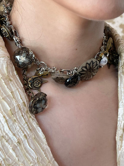 NO ROMANCE Vintage Punk Star Button Necklace For Women