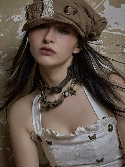 NO ROMANCE Vintage Punk Star Button Necklace For Women