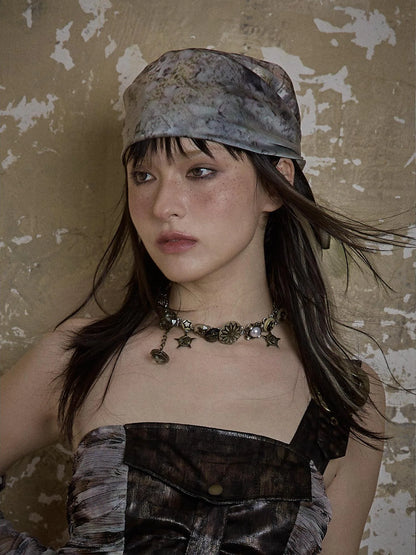 Vintage Punk Star Button Necklace For Women