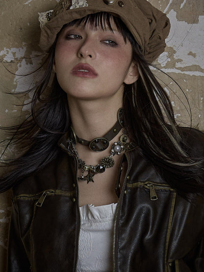 NO ROMANCE Vintage Punk Star Button Necklace For Women