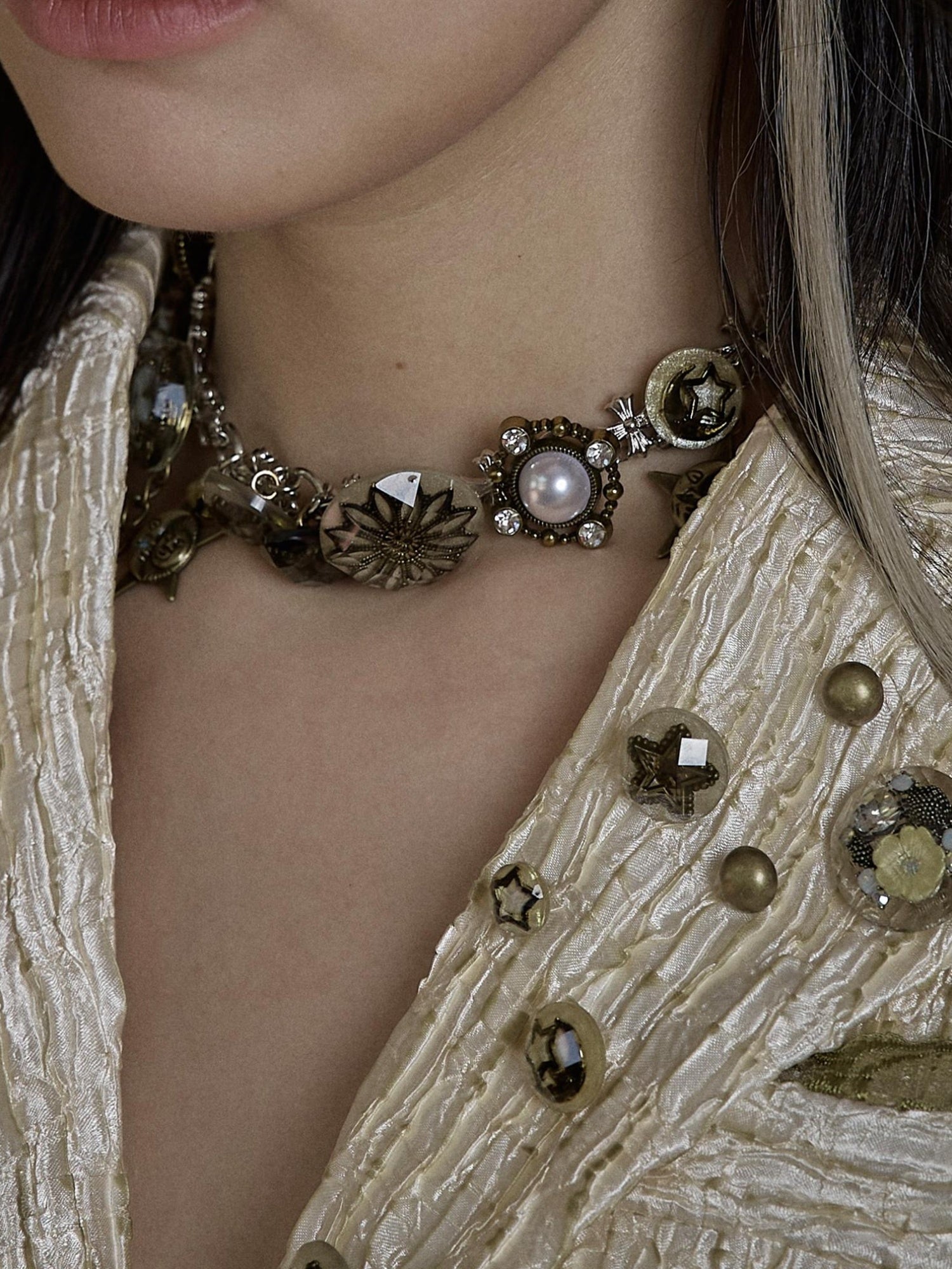 NO ROMANCE Vintage Punk Star Button Necklace For Women